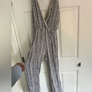 Dollfin Black and White Patterned Jumpsuit
